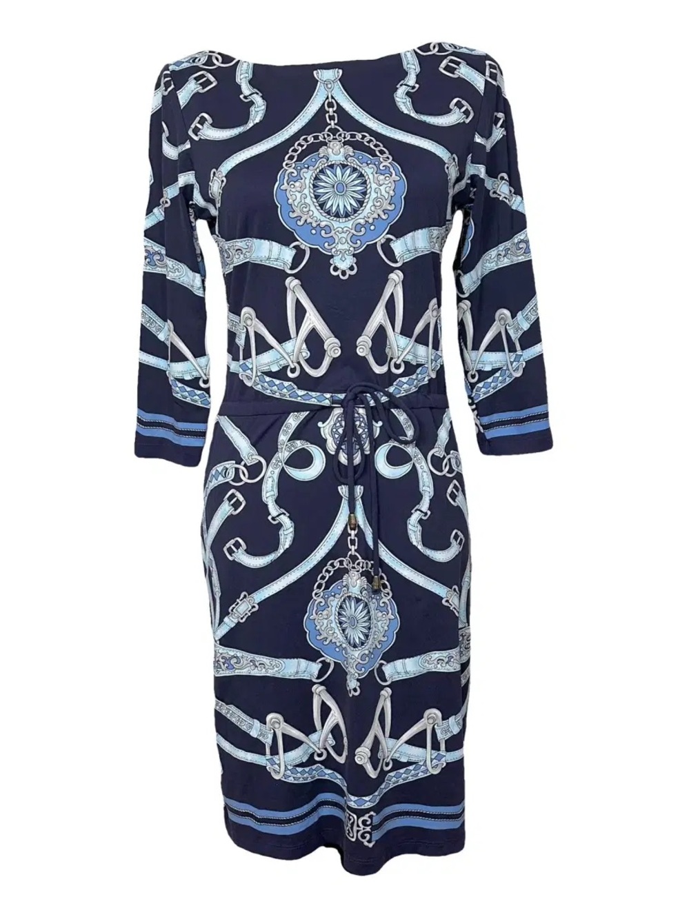J. McLaughlin Navy Equestrian Print Dress Medium NWOT